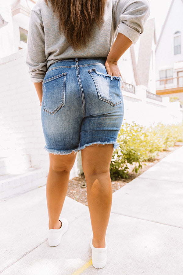 Risen The Sonya Hight Waist Distressed Shorts Curves Image - 3