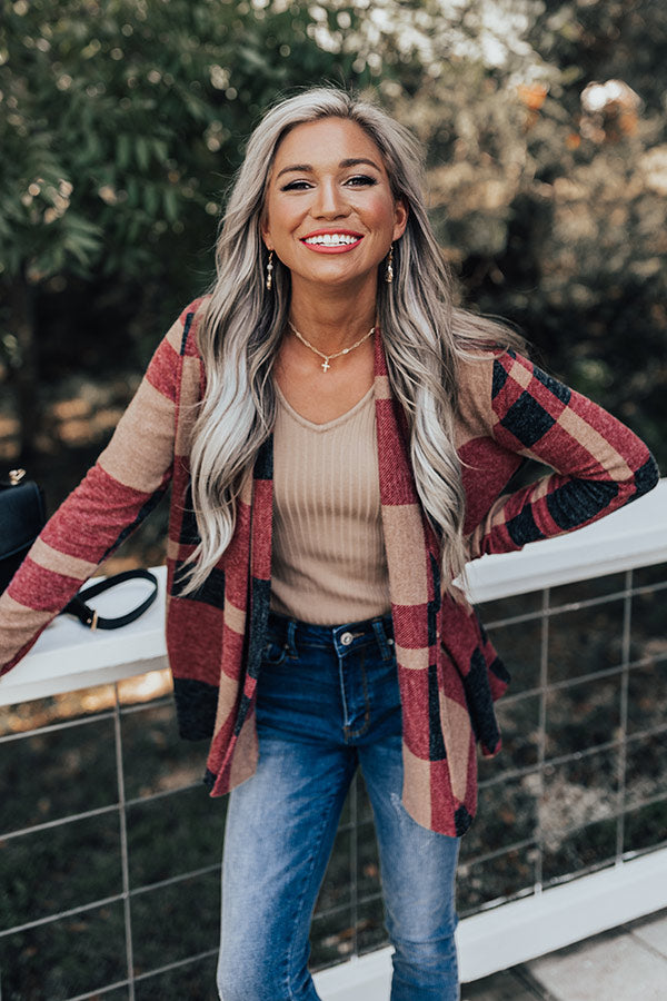 Smores Weather Plaid Cardigan Image - 5