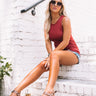 Fresco Feels Ribbed Top In Aurora Red Image - 1