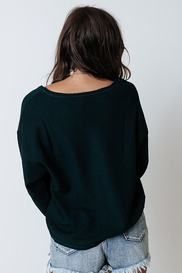 Sweet Music Ribbed Shift Top In Dark Hunter Green Image - 5