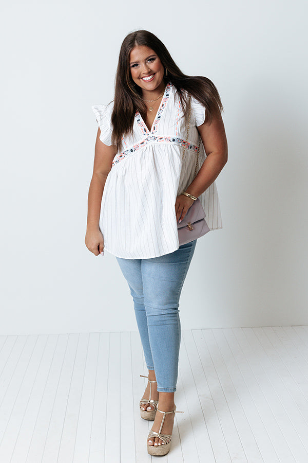 Heartfelt Happiness Babydoll Top In White Curves Image - 4