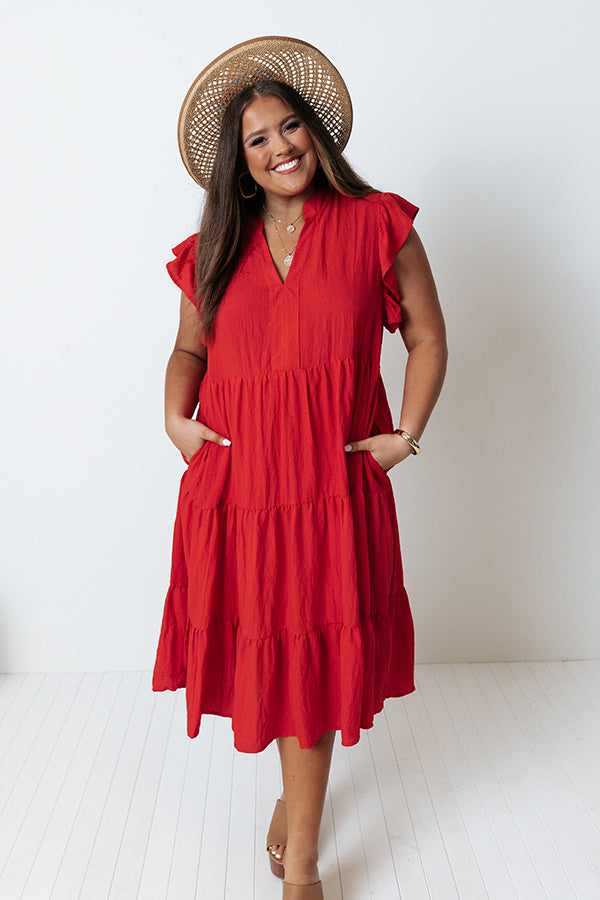 Fated For Love Midi In Red Curves Image - 3