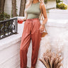 All Spice Satin Joggers In Rust Image - 1