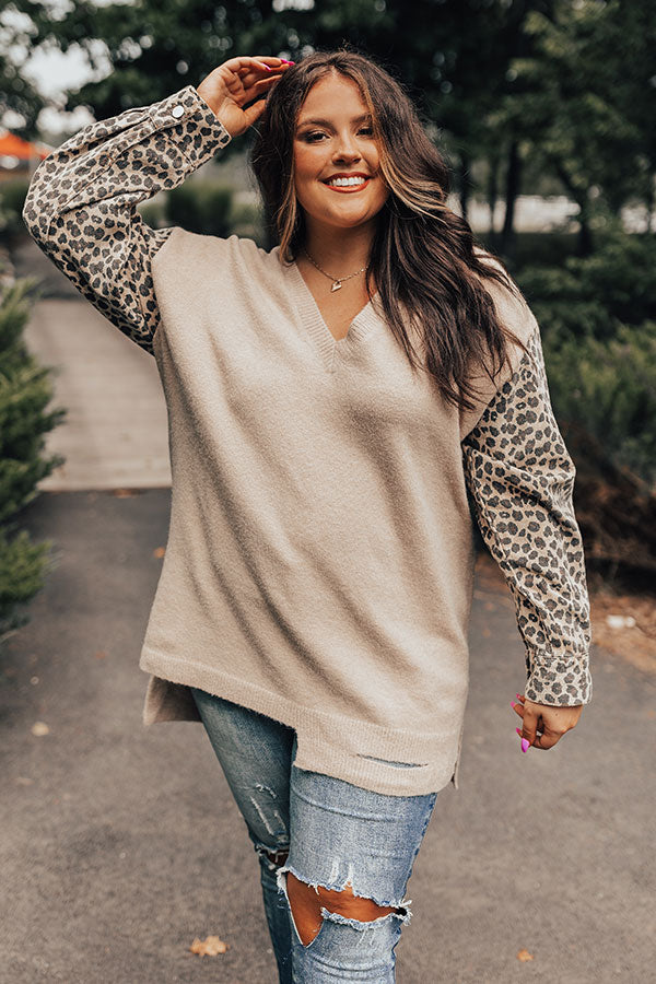 Chestnut Chill Sweater in Beige   Curves Image - 4