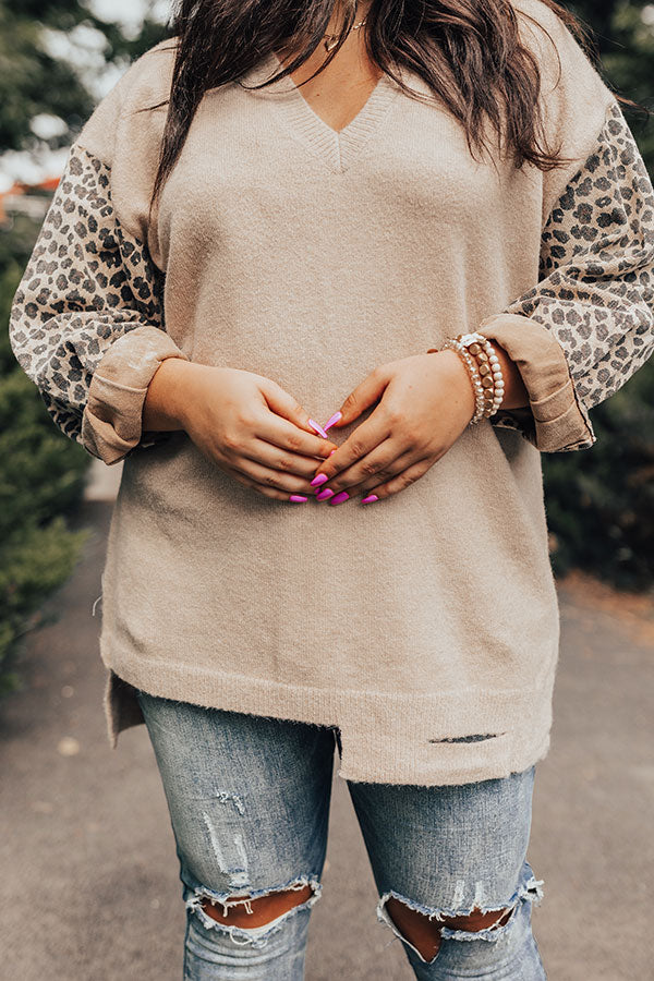 Chestnut Chill Sweater in Beige   Curves Image - 5
