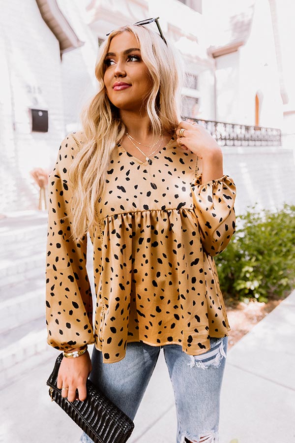 Merlot Sips Satin Babydoll Top In Khaki Image - 1