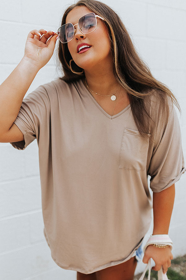 Too Lovely Shift Top In Warm Taupe Curves Image - 3