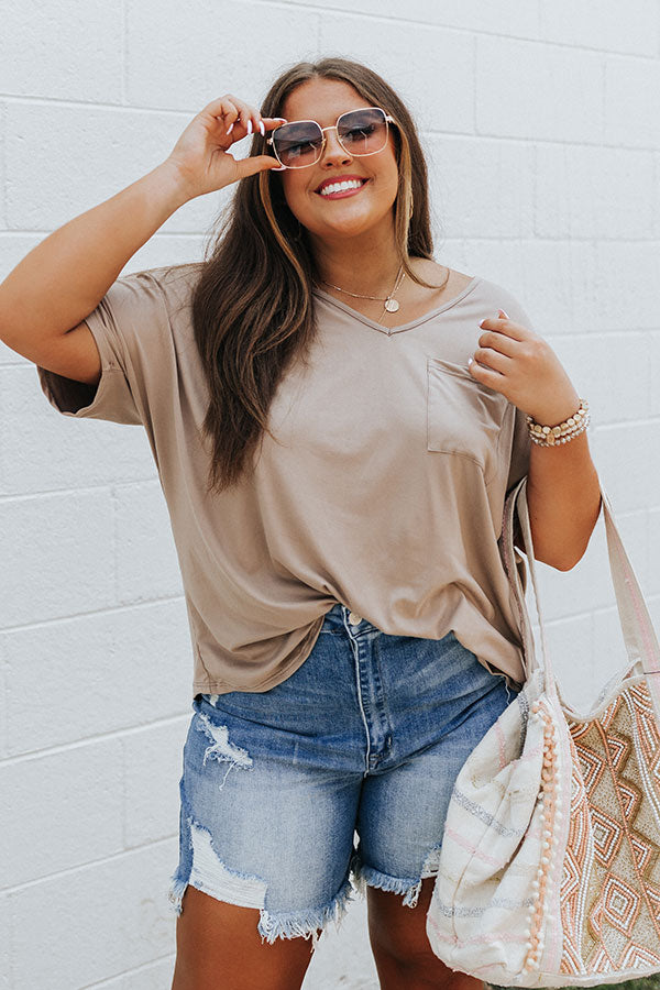 Too Lovely Shift Top In Warm Taupe Curves Image - 1