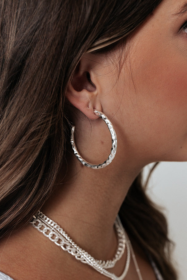Call Your Shot Hoop Earrings In Silver Image - 3