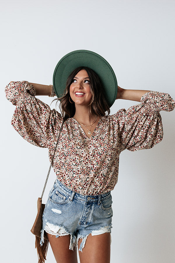 Wine Toast Floral Shift Top In Iced Latte Image - 1