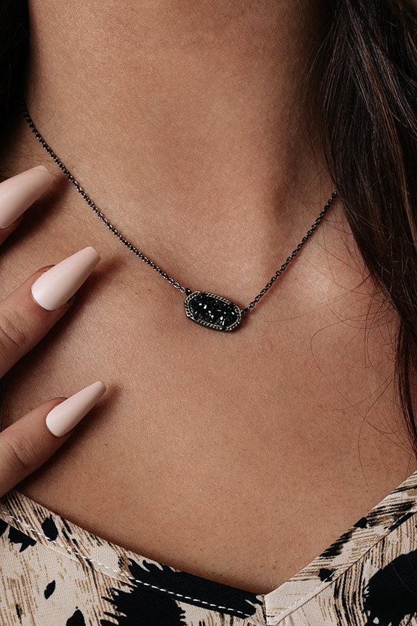 Kendra Scott Elisa Pendant Necklace in Black Drusy Image - 2