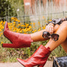 The Charlee Faux Leather Ankle Bootie In Crimson Image - 1