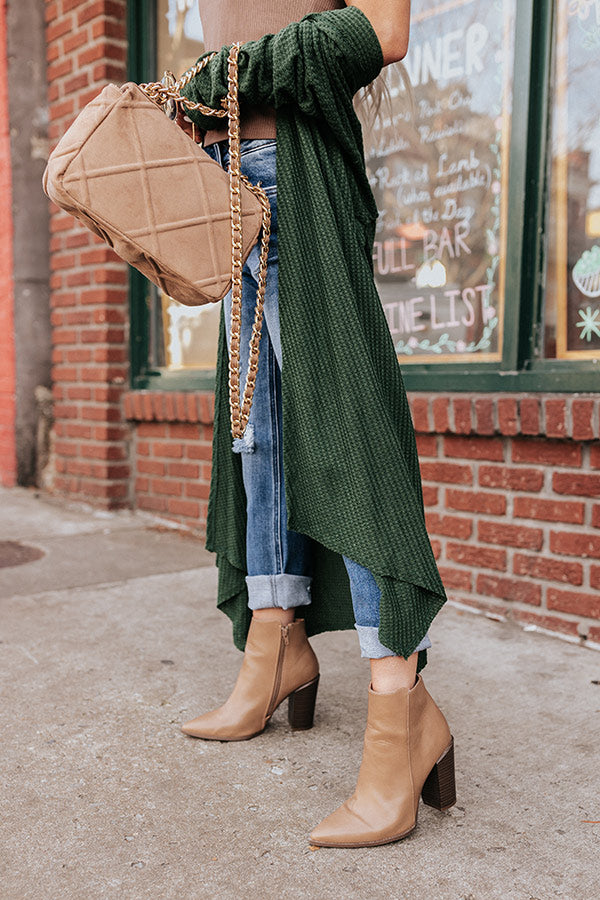 The Portofino Faux Leather Bootie In Warm Taupe