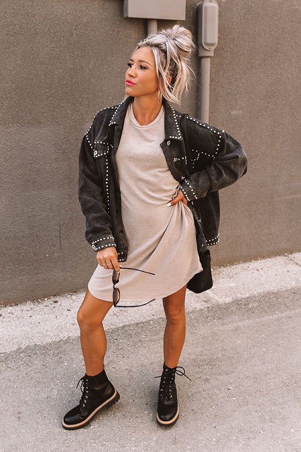 New Adventure T-Shirt Dress In Taupe Image - 2