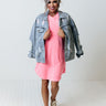 New Adventure T-Shirt Dress In Neon Pink Image - 1