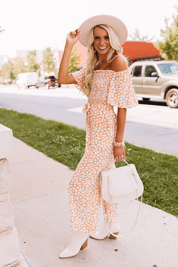 Always Dreaming Smocked Jumpsuit In Peach Image - 3