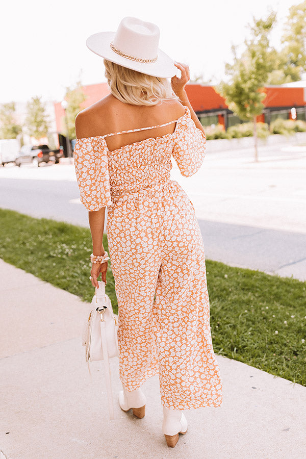 Always Dreaming Smocked Jumpsuit In Peach Image - 4