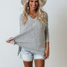Running On Lattes Knit Shift Top in Grey Image - 1