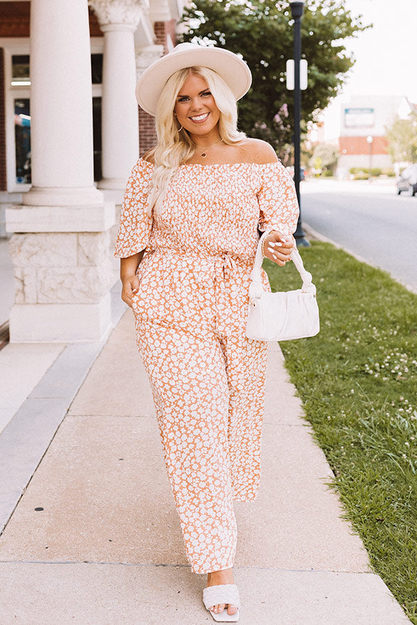 Always Dreaming Smocked Jumpsuit In Peach Curves Image - 1