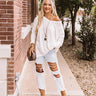 Running On Lattes Knit Shift Top in White Image - 1