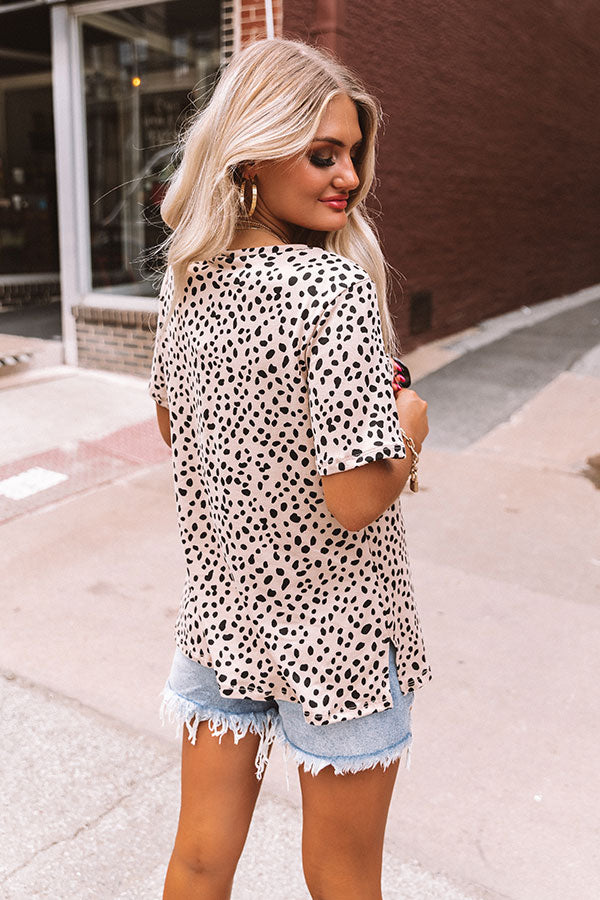 Spotted On Sunset Blvd Shift Top in Warm Taupe Image - 5