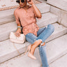 Imported Bubbly Satin Top In Latte Image - 1