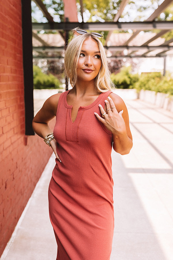 Sonoma Weekend Ribbed Midi in Aurora Red Image - 3