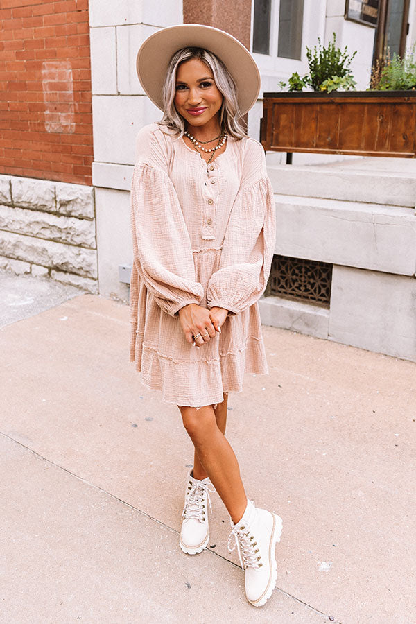 Autumn Destiny Shift Dress In Iced Latte