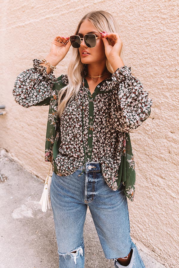 Sweetheart In The City Chiffon Top in Forest Image - 1
