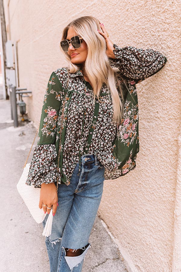 Sweetheart In The City Chiffon Top in Forest Image - 3