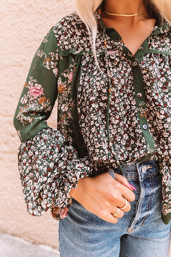 Sweetheart In The City Chiffon Top in Forest Image - 4
