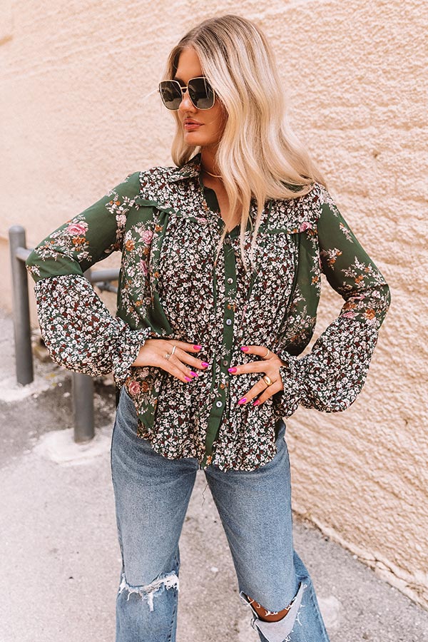 Sweetheart In The City Chiffon Top in Forest Image - 5