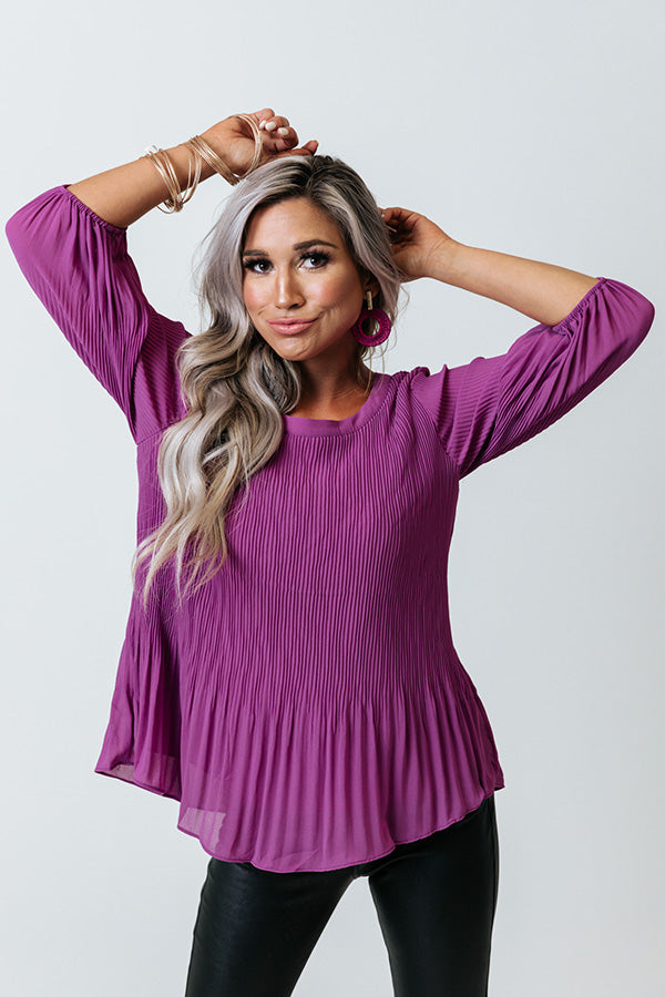 Love On A Loop Pleated Shift Top In Orchid
