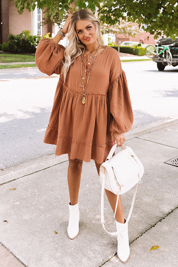 Autumn Destiny Shift Dress In Rust
