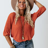 Love On A Loop Pleated Shift Top In Rust Image - 1