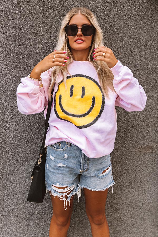 Sweet Smile Sweatshirt in Pink Image - 2