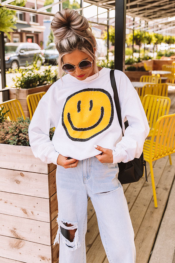 Sweet Smile Sweatshirt in White Image - 1
