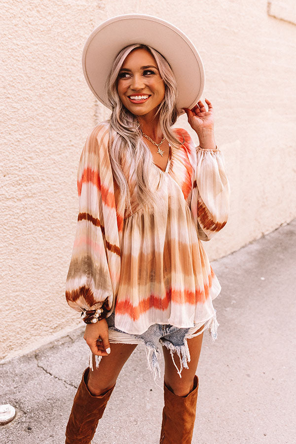 Sangria Sunrise Babydoll Top in Camel Image - 4