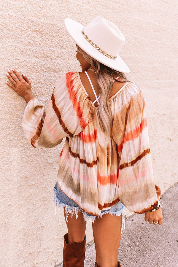 Sangria Sunrise Babydoll Top in Camel Image - 5