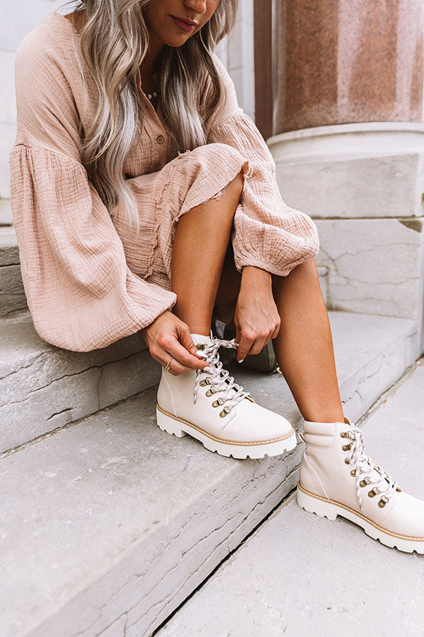 The Alcott Faux Leather Boot In Stone