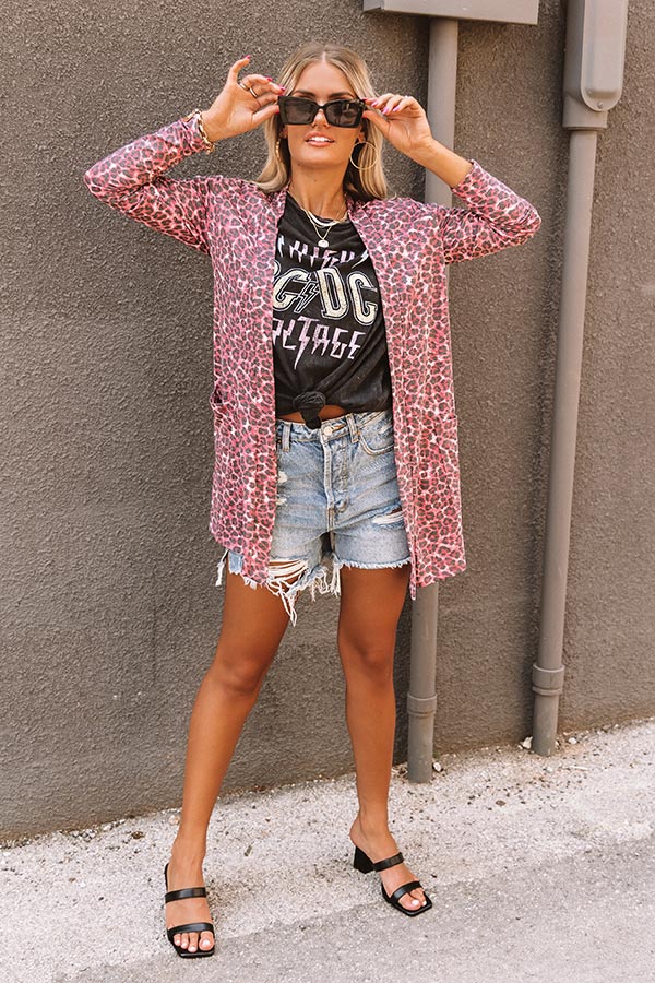 Wild Dreams Leopard Cardigan in Sangria