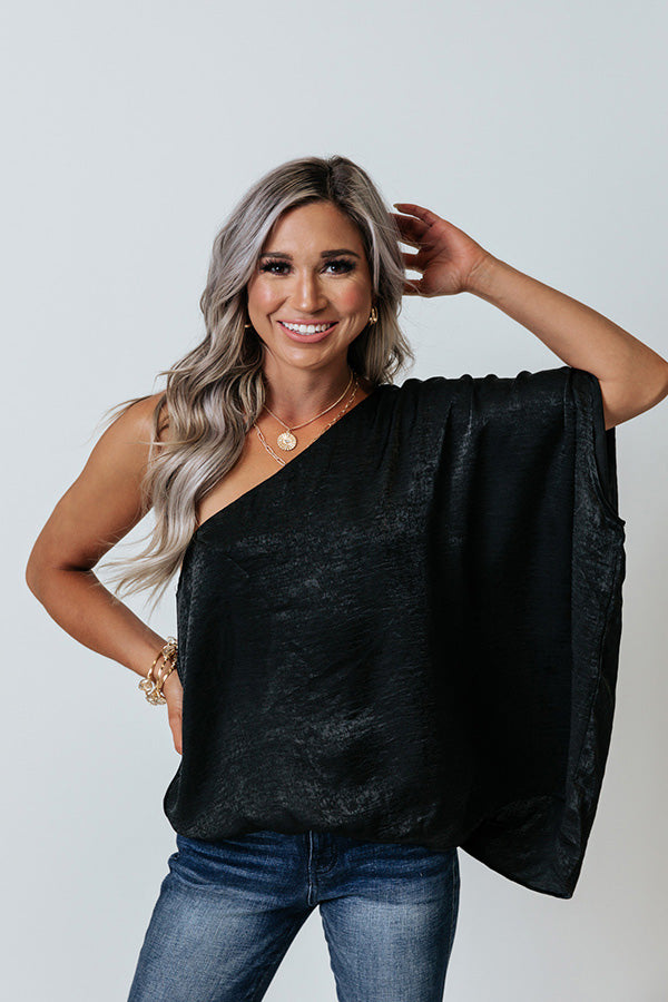 Catwalk Crush Satin Top In Black Image - 3