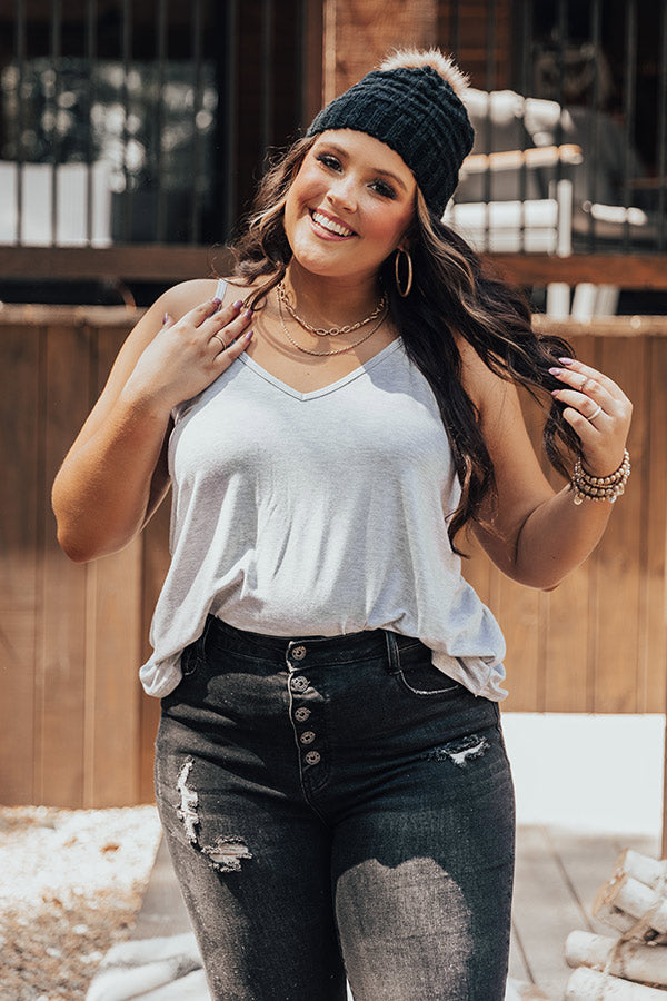 Kisses On The Coast Shift Tank In Grey Curves