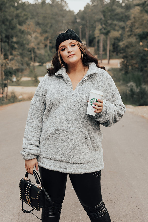 Fireside Crackle Sherpa Pullover In Grey Curves Image - 1