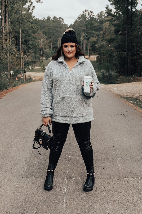 Fireside Crackle Sherpa Pullover In Grey Curves Image - 2