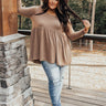 Take Me As I Am Babydoll Top In Taupe Curves Image - 1