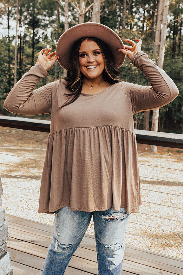 Take Me As I Am Babydoll Top In Taupe Curves Image - 3