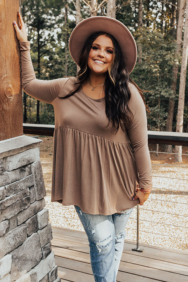 Take Me As I Am Babydoll Top In Taupe Curves Image - 2