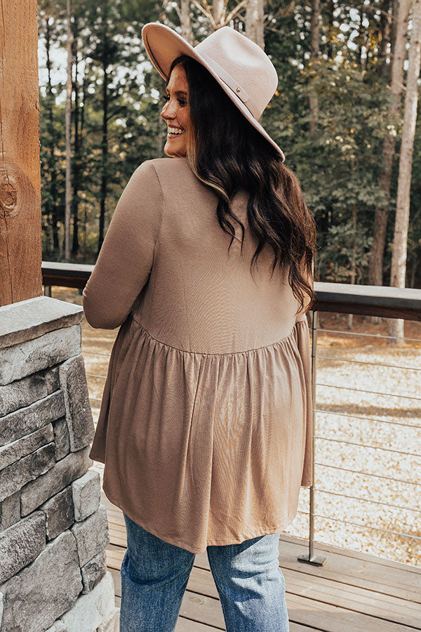 Take Me As I Am Babydoll Top In Taupe Curves Image - 4