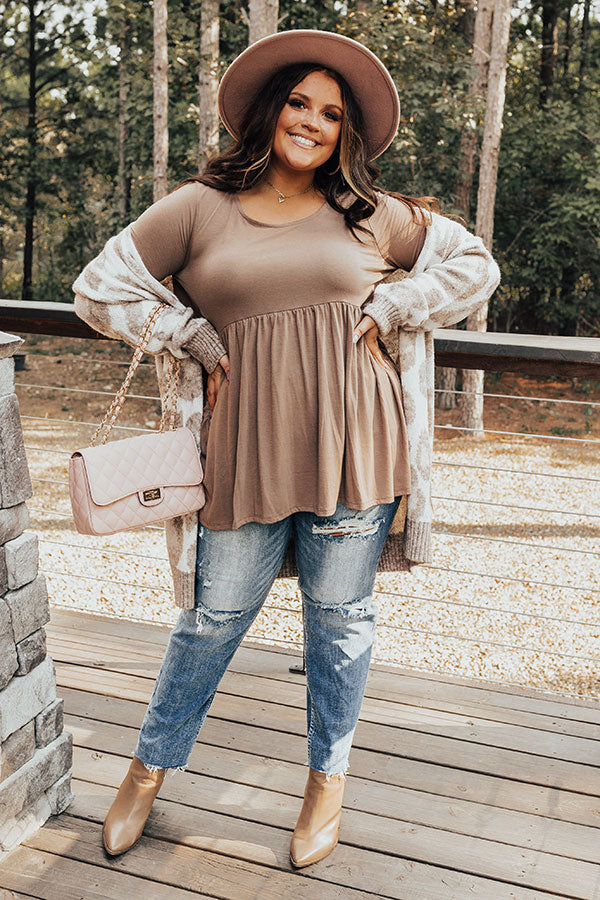 Take Me As I Am Babydoll Top In Taupe Curves Image - 5